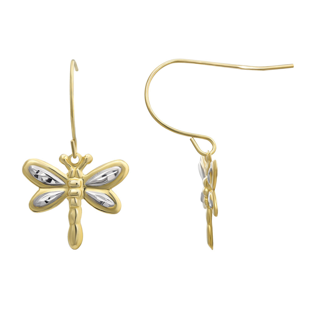 10K Yellow Gold Dragonfly Stud Earrings