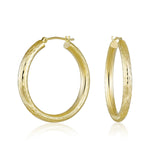 Load image into Gallery viewer, 14K Yellow Gold Sparkle Hoop Earrings