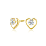 Load image into Gallery viewer, 14K Yellow Gold Brilliant CZ Heart Stud Earrings