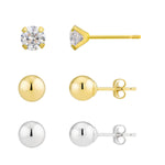Load image into Gallery viewer, 14K Yellow Gold Round Modern Stud CZ Earring Set