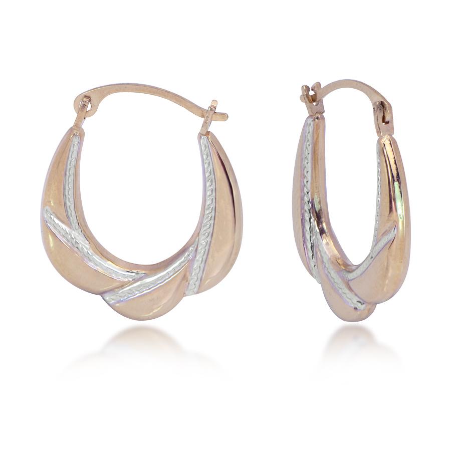 14K Yellow Gold Small Oval Twist Hoop Earrings