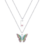 Load image into Gallery viewer, Sterling Silver Plated Brass Colorful Butterfly and Tag Pendant Necklace