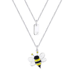 Load image into Gallery viewer, Sterling Silver Plated Brass Dancing Bumble Bee and Tag Pendant Necklace