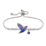 Load image into Gallery viewer, Sterling Silver Plated Brass Blue Hummingbird Adjustable Bracelet