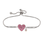 Load image into Gallery viewer, Sterling Silver Plated Brass Pink Heart Adjustable Bracelet