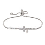 Load image into Gallery viewer, Sterling Silver Plated Brass Modern Cross Adjustable Bracelet