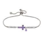 Load image into Gallery viewer, Sterling Silver Plated Brass Petite Cross Adjustable Bracelet