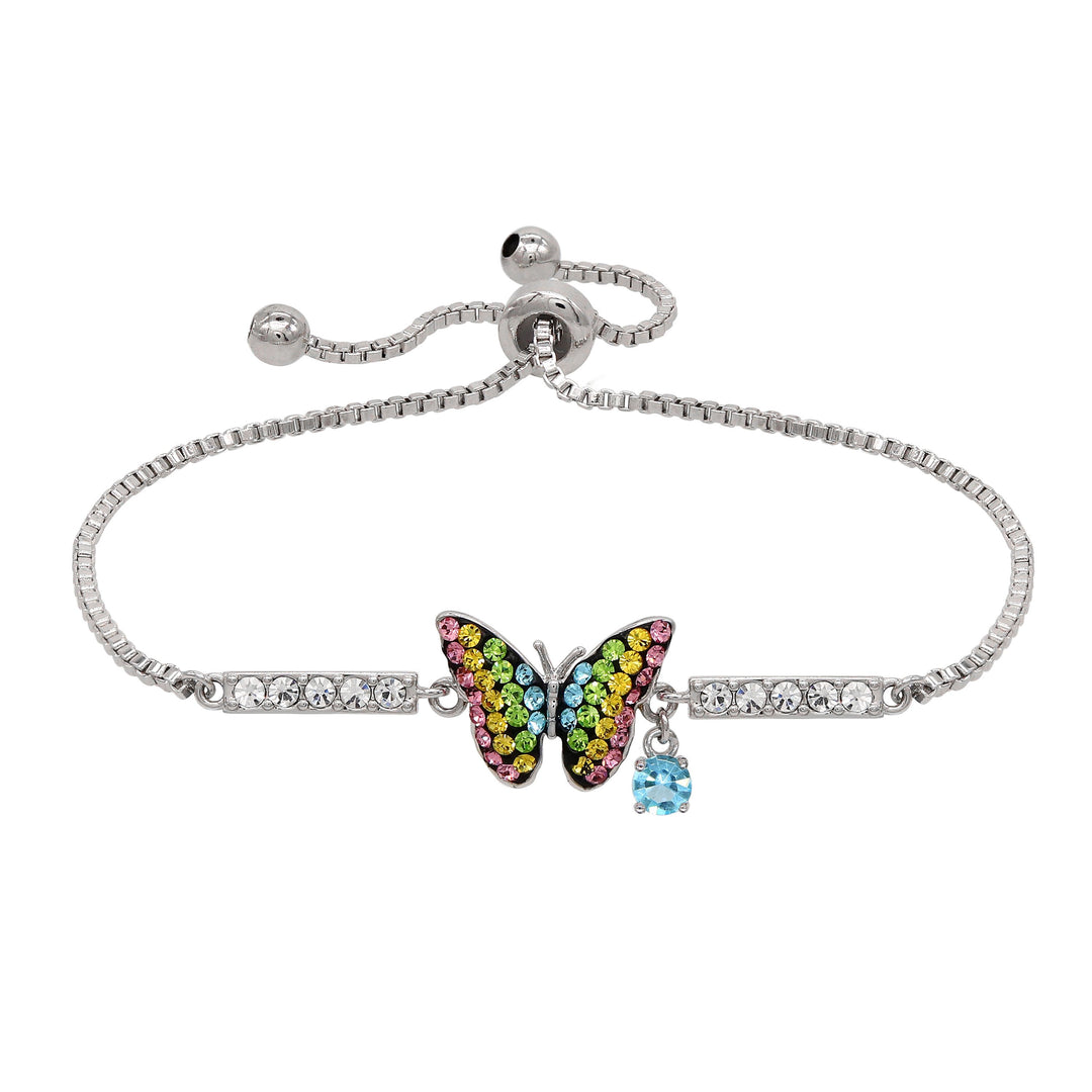 Sterling Silver Plated Brass Butterfly Adjustable Bracelet