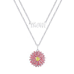 Load image into Gallery viewer, Sterling Silver Plated Brass Sunflower Mom Tag Pendant Necklace