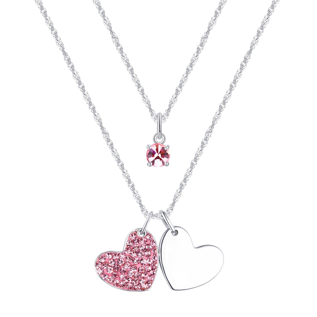 Sterling Silver Plated Brass Hearts of Heart Pendant Necklace