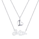 Load image into Gallery viewer, Sterling Silver Plated Brass Mom Heart Pendant Necklace