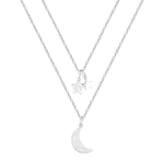 Load image into Gallery viewer, Sterling Silver Plated Brass Moon and Stars Celestial Pendant Necklace