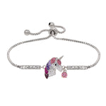 Load image into Gallery viewer, Sterling Silver Plated Pink Unicorn Head Adjustable Bracelet