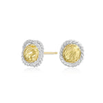 Load image into Gallery viewer, 14K Yellow and White Textured Orbit Stud Earrings