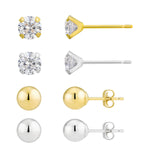 Load image into Gallery viewer, 14K Yellow Gold Round Mix Stud CZ Earring Multi Set