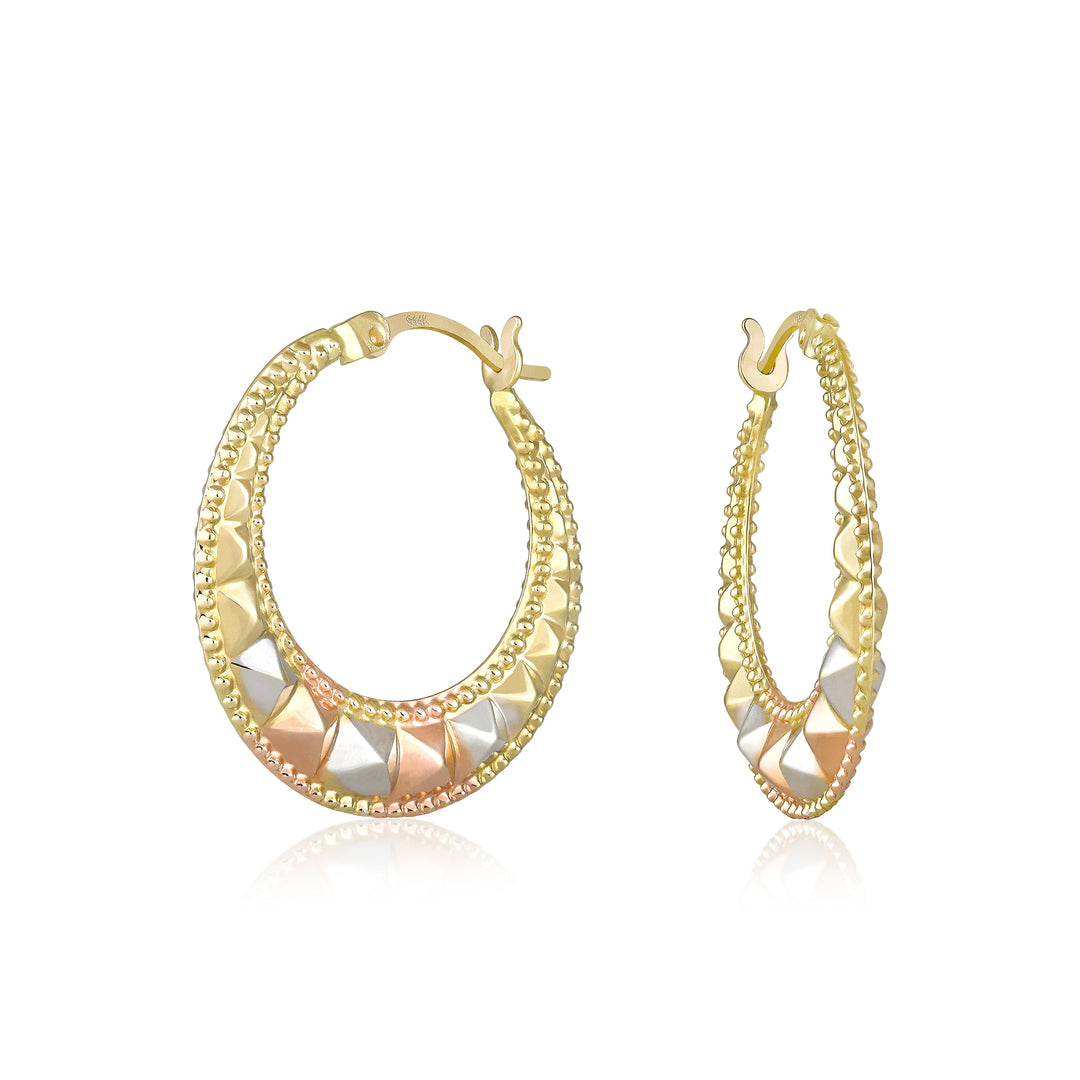 14K Yellow Gold Triangle Hoop Earrings