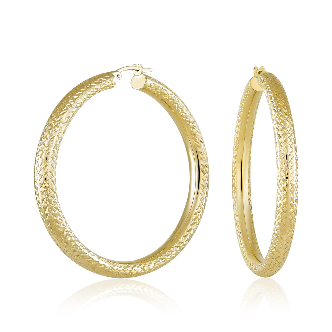 14K Yellow Gold Large Statement Hoop Earrings