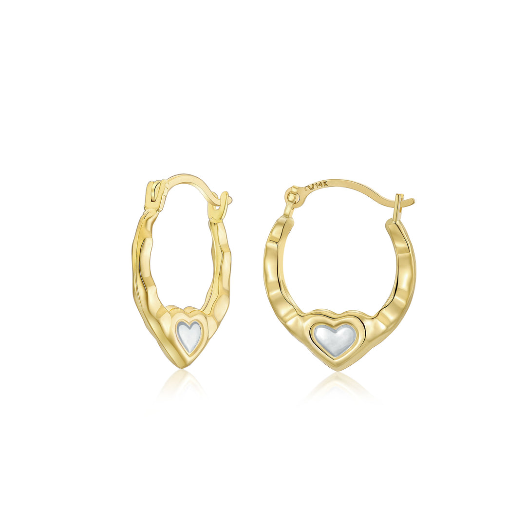 14K Yellow Gold Classic Heart Hoop Earrings
