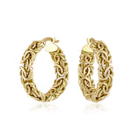 Load image into Gallery viewer, 14K Yellow Gold Mesh Texture Hoop Earrings