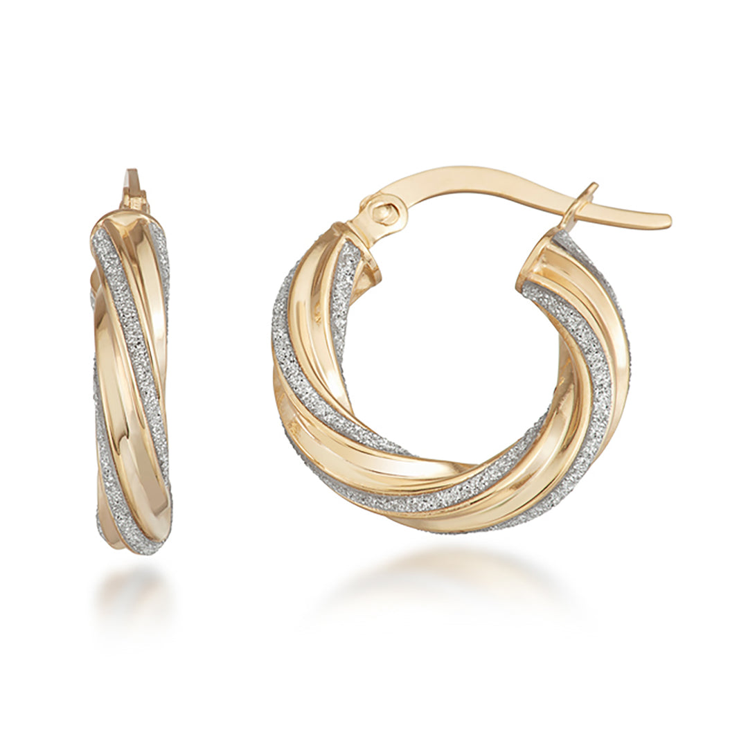 14K Yellow Gold Inverted Twist Hoop Earrings