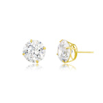 Load image into Gallery viewer, 14K Yellow Gold Round 8mm Large Stud CZ Earrings