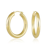 Load image into Gallery viewer, 14K Yellow Gold Thick Hoop Earrings