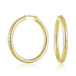 Load image into Gallery viewer, 14K Yellow Gold Medium Sparkle Hoop Earrings