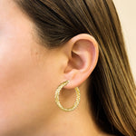 Load image into Gallery viewer, 14K Yellow Gold Textured Hoop Earrings