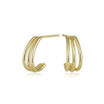 Load image into Gallery viewer, 14K Yellow Gold Trifecta J Hoop Earrings