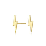 Load image into Gallery viewer, 14K Yellow Gold Lightning Bolt Stud Earrings