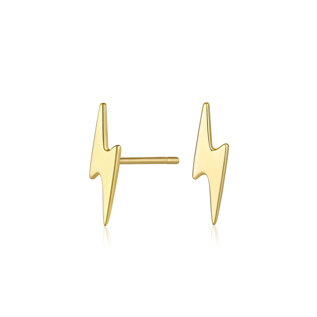 14K Yellow Gold Lightning Bolt Stud Earrings