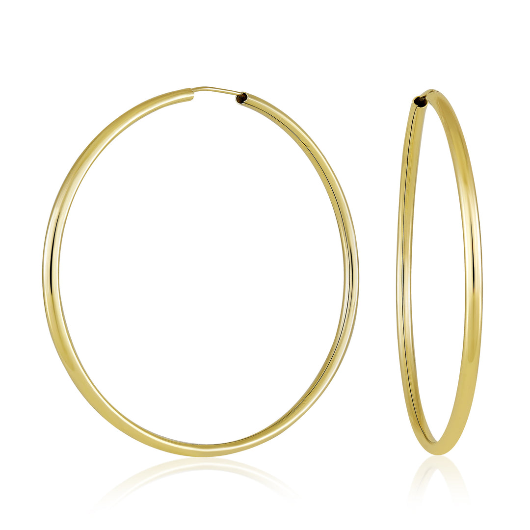 14K Yellow Gold Endless HEART Hoop Earrings