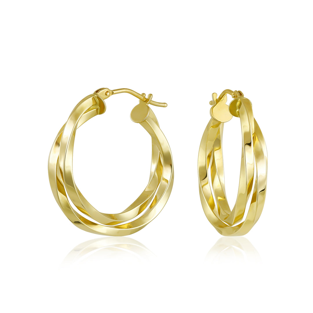14K Yellow Gold Meduim Twist Hoop Earrings
