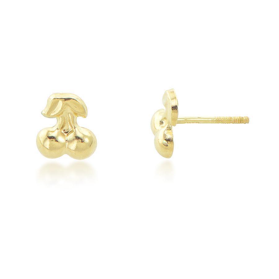 14K Yellow Gold Cherry Stud Earrings
