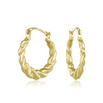 Load image into Gallery viewer, 14K Yellow Gold Flat Twist Hoop Earrings
