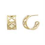 Load image into Gallery viewer, 14K Lattice Hoop Earrings