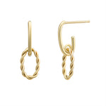 Load image into Gallery viewer, 14K Yellow Gold Modern Drop Twist Hoop Earrings