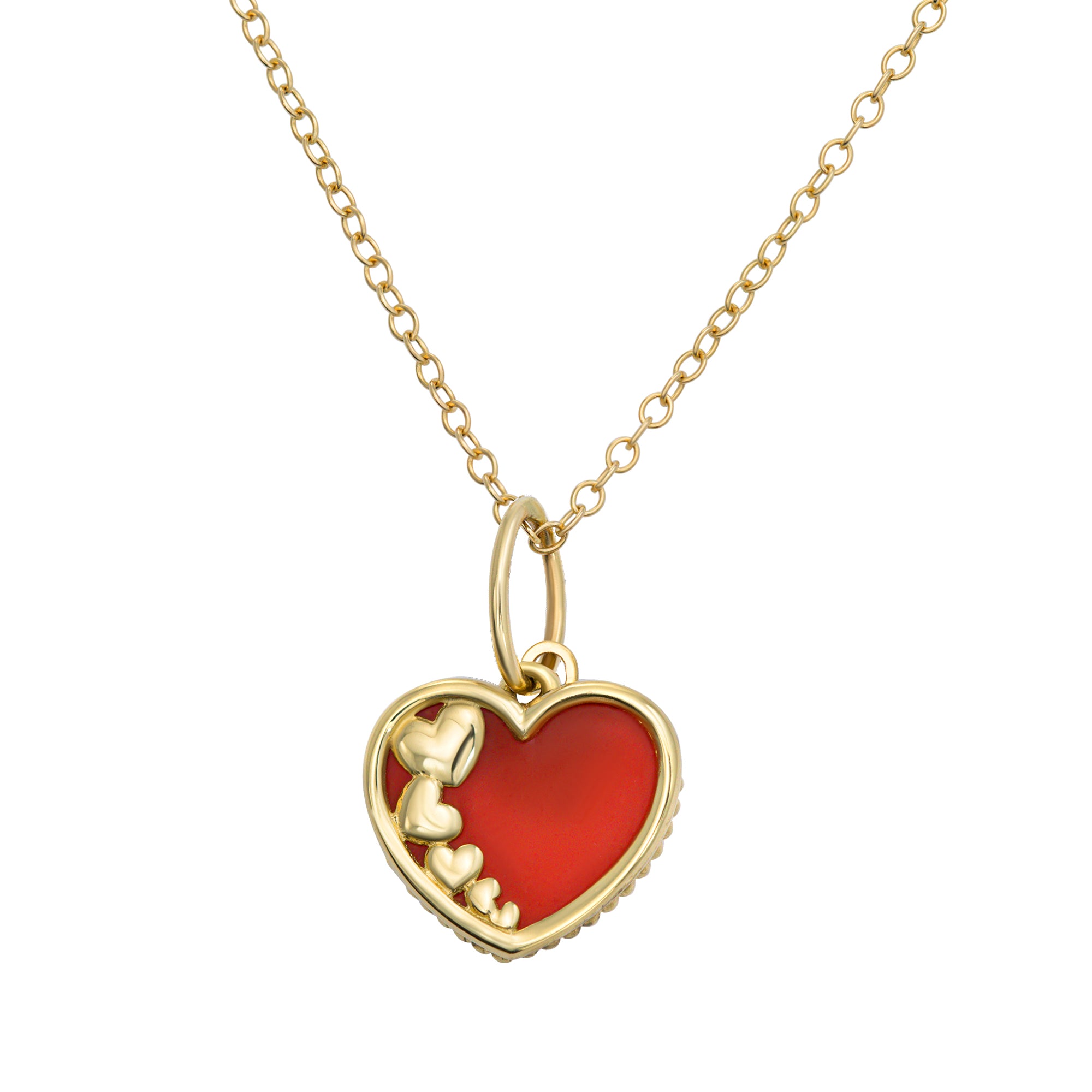 Small yet bold heart pendant with its fierce red color