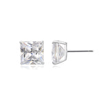 Load image into Gallery viewer, 14K White Gold 8mm Square Stud CZ Earrings