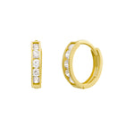 Load image into Gallery viewer, 14K Gold CZ Huggie Hoop Earrings