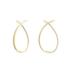 Load image into Gallery viewer, 14K Yellow Gold Modern Curved Bar Threader Earrings