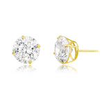Load image into Gallery viewer, 14K Yellow Gold Round 10mm Large Stud CZ Earrings