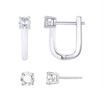 Load image into Gallery viewer, Sterling Silver Modern White Enamel Hoop with Stud Set