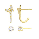 Load image into Gallery viewer, Golden Butterfly Earring Hoop Set