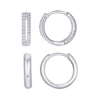 Load image into Gallery viewer, Sterling Silver CZ and Textured Rope Two Hoop Earring Set