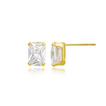 Load image into Gallery viewer, 14K Yellow Gold Emerald Cut CZ Stud Earrings