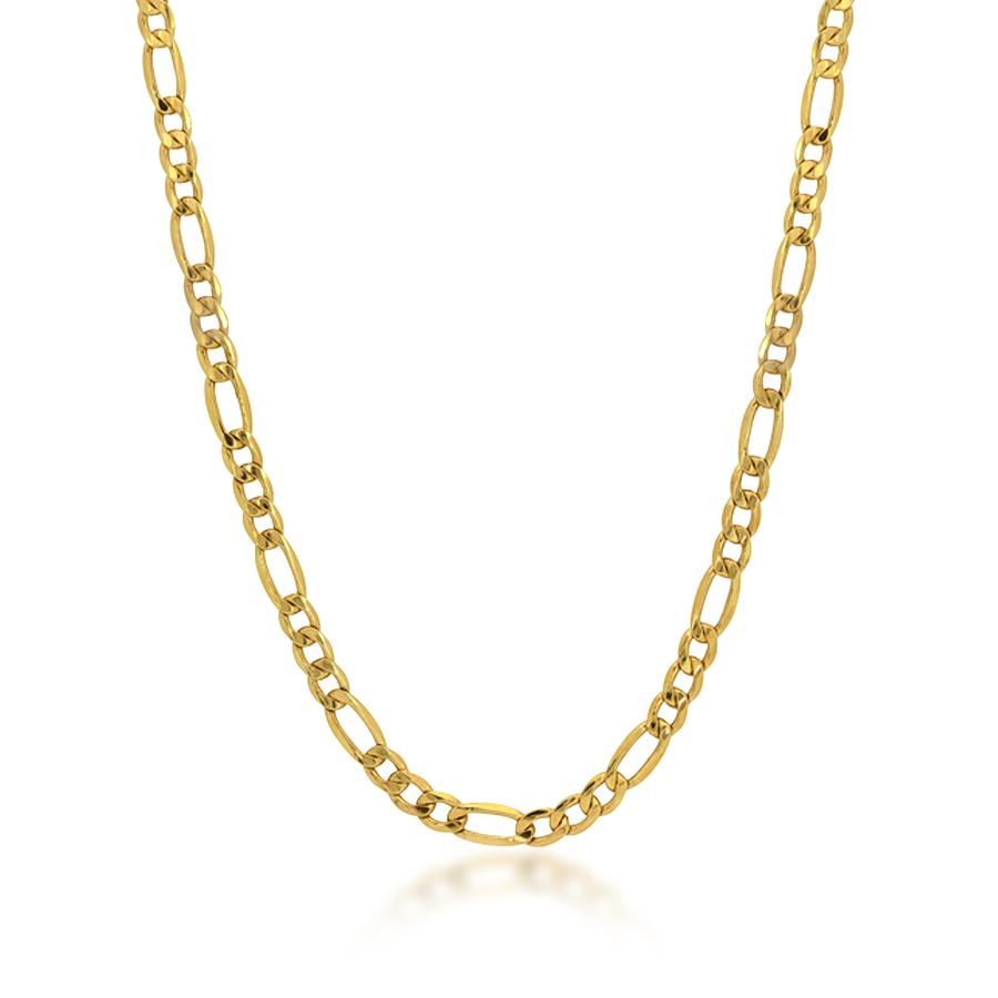 18K Yellow Gold 3.4mm Figaro Chain Necklace 22"