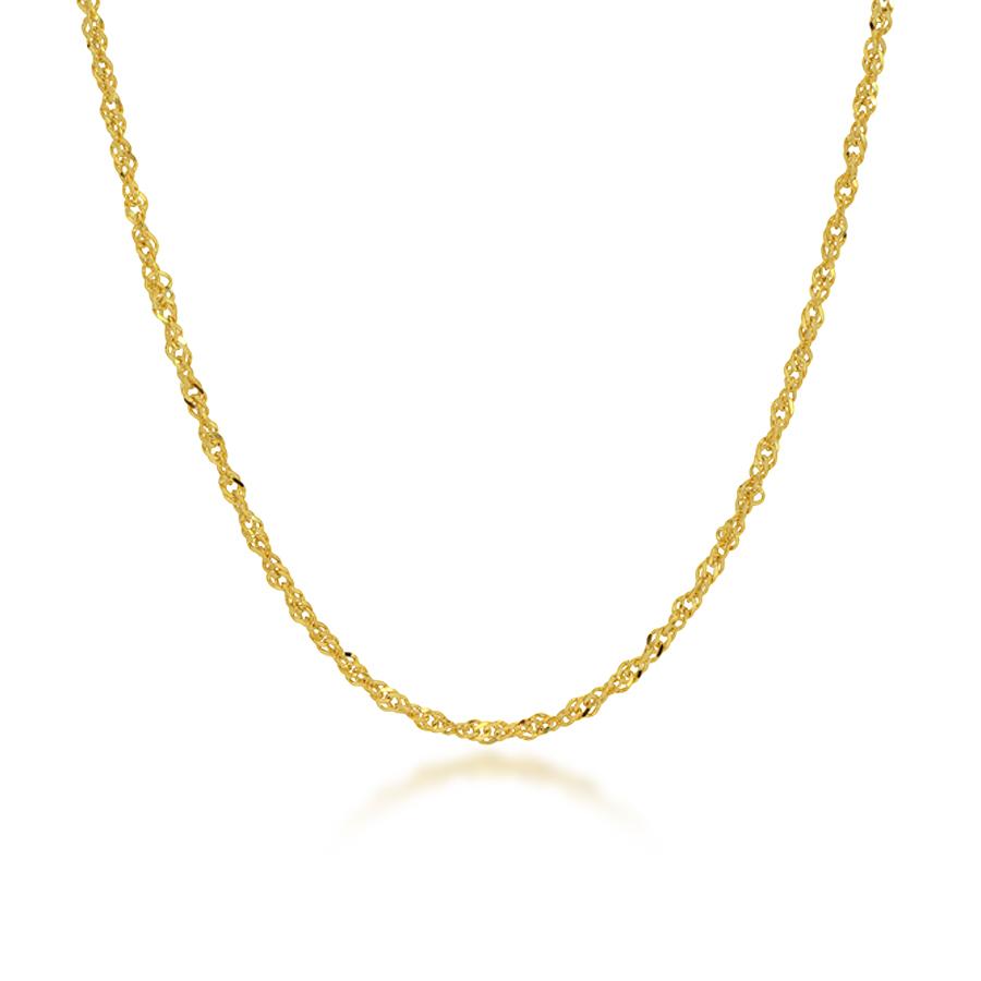 18K Yellow Gold Sparkle Singapore Chain Necklace 20"
