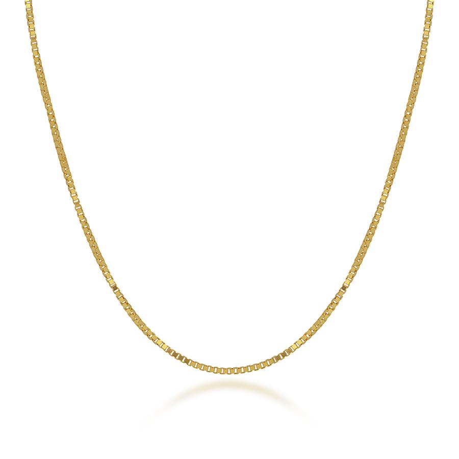 18K Yellow Gold Simple Box Chain Necklace 16"