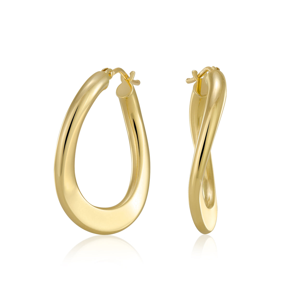 14K Yellow Gold Wavey Hoop Earrings